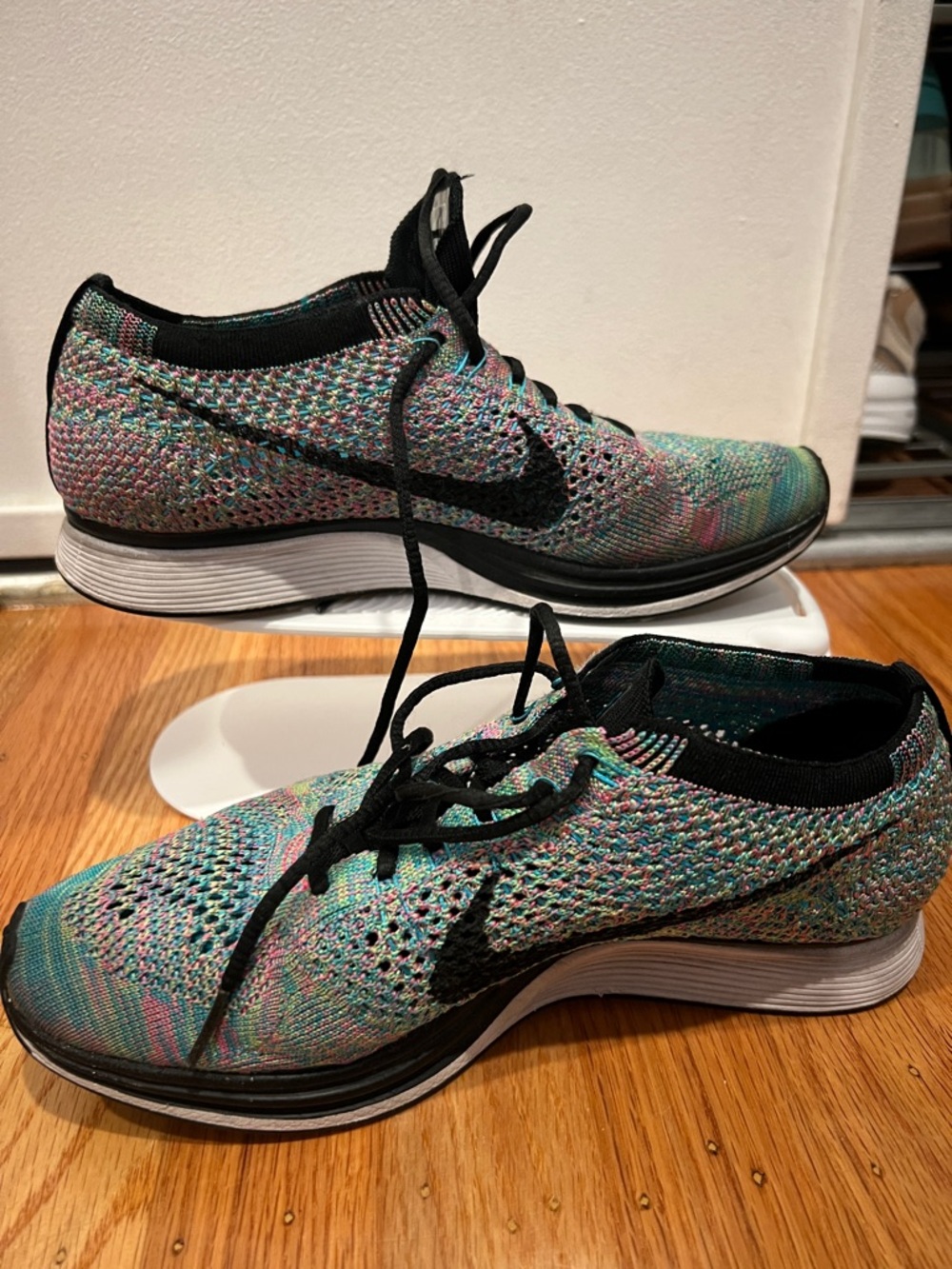 Nike Multicolor Flyknit Sneakers with Black Swoosh - Picture 2 of 9